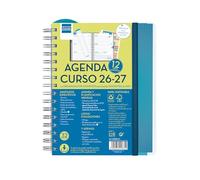Finocam Agenda escolar Docente Magistral Personalizable Semana Vista Horizontal Curso 2026-2027 Azul