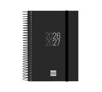 Finocam espir agenda escolar 26/27 - 1 dia por pagina - formato e8 - 120x171mm - tapas de polipropileno - papel de 70g/m2 - espiral metalica - esquinas microperforadas - color negro