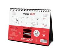 Finocam Calendario de sobremesa Neutro 16 meses mes vista 2026-2027 Español