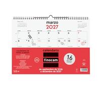 Finocam Calendario de pared Neutro 16 meses mes vista Formato L para escribir 2026-2027
