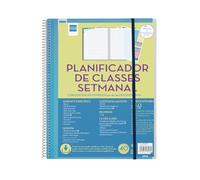 Finocam - Planificador Semanal Docente | Hasta 8 Clases Diarias | 269 Pegatinas Incluidas | 24 Hojas de Evaluaciones | Tapas Personalizables, 230x310mm, Grande, Papel | Catalán
