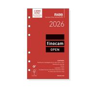 Finocam r499 recambio anual 2026 para agendas open 2026 - formato 400 - 91x8x152mm - semana vista en vertical - color blanco