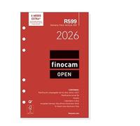 Finocam - Recambio agenda Open 2026 3 Días Página | Enero - Diciembre (12 meses) | Recambio anual agenda R599 con 6 taladros - Español