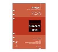 Finocam - Recambio agenda Open 2026 Semana Vista Horizontal | Enero - Diciembre (12 meses) | Recambio anual agenda R1093C 6 taladros - Catalán