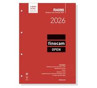 Finocam - Recambio agenda Open 2026 Semana Vista Vertical | Enero - Diciembre (12 meses) | Recambio anual agenda R4099 con 4 taladros - Español