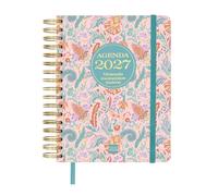 Finocam Agenda Vitae espiral 16 meses — semana vista horizontal — Rosa (septiembre 2026–diciembre 2027)