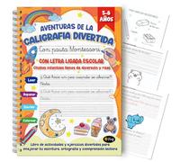 Finoly Cuaderno Caligrafía Divertida con Pauta Montessori de 5 a 8 Años | | Cuaderno Caligrafía Infantil | Libro Caligrafía Letra Ligada Escolar para Mejorar Escritura Compresión Lectora y Ortografía