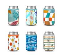 Fintie 6 x 12 oz Fundas Bebidas de Cerveza Reutilizable Funda para Nevera de Neopreno Aisladas para Botellas de Cerveza y Limonadas (335 ml, 6 colores)