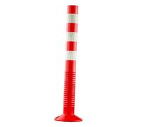Fiocias Bolardo Barrera de Estacionamiento Poste de Advertencia de Tráfico Marcador Reflectante Flexible de PU Que Absorbe Impactos Adecuado para Recintos de, Rojo Y Blanco