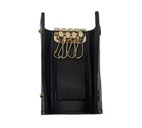 FIONCCI Llavero Piel Genuina con Cierre de Hombre y Mujer - Hecho a mano con cuero, elegante y resistente (4 Llaves negro)