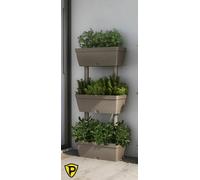 Fioriera Vertical Multipla Kit 3 Maceteros Componibles 50x17x100 Tortora