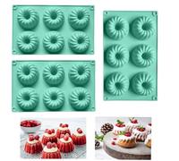 Firavggu 3 Piezas Moldes Savarin Silicona Savarin de Silicona 6 Cavidades Molde mini Savarin Antiadherente Morado Claro Savarin Molde para Muffins Gelatina Pastel