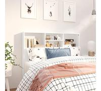 FIRBNUS Cabecero de cama para cabeceros de cama con estantes, color blanco, 120 x 19 x 103,5 cm, de madera, diseño moderno