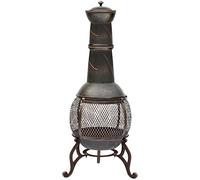 Fire Vida Chimenea de Acero Dorado, Grande, aleado, Negro y Oro Antiguo, L