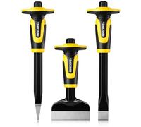 Firecore Juego de Cinceles de Albañil 3pcs con Mangos de Goma Protectores, Herramientas Profesionales para Demolición, Apto para Azulejos, Hormigón, Piedra y Suelos