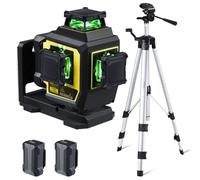 Firecore Nivel láser, Nivel Laser Autonivelante 3x360 con trípode, Alta Precisión ±2 mm/10 m, Láser Level Verde con Batería de Litio 8000 mAh, Ideal para Obra de Construcción y Renovación