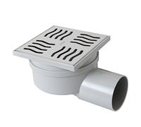 First plast chabs1050in-y chiusino sifonato de ABS con rejilla inoxidable, Acero, 100 x 100 mm