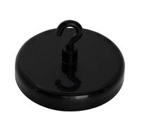 first4magnets Ferrite Black Pintado de Pintura Imán Con Gancho M4 Para Colgar, Sostener O Mostrar Elementos - 57mm de Diámetro - 25kg.