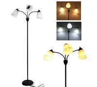 FIRVRE Lampara de Pie Industrial, Lampara Flexo Regulable 3 Luces con Interruptor de luz independiente, Ideal para Salón, Dormitorio y Comedor