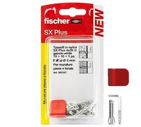 Fischer 10 ganchos para colgar cuadros blancos con tacos de 4 mm y clip de fijación, instalación limpia en pared para marcos pesados, 567557