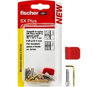 Fischer 10 ganchos para colgar cuadros de latón con tacos de 4 mm y clip de fijación, instalación limpia en pared para marcos pesados, 567555