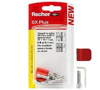 Fischer 10 ganchos para colgar cuadros plateados con tacos de 4 mm y clip de fijación, instalación limpia en pared para marcos pesados, 567556
