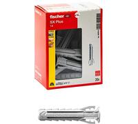 Fischer 20 tacos SX Plus 14 x 70 mm para pared completa, ladrillo perforado, mampostería, hormigón, para la fijación de lámparas, muebles, armarios, estantes, 567614