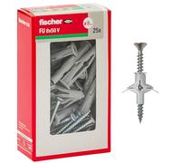 Fischer 25 tacos de mariposa FU con tornillo 8 x 50 mm para placas de yeso, paneles y mampostería