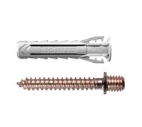 Fischer 5 tacos SX Plus 8 DVR con doble tornillo para collares de cobre, ideal para tubos de cobre, incluye 5 tornillos y 5 tacos, 567648