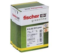 Fischer 524847 N GREEN - Tacos para clavos (cabeza avellanada, 6 x 60/30, 45 unidades)
