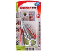 Fischer 535004 wall plug and screw set, includes 2 pieces, 50 mm long, suitable for brick and concrete, ideal for secure installation of fixtures.