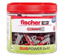 fischer 535982 - Duopower 8x40, Tacos Pared de Nylon Universales para Fijar a Hormigón, Ladrillo, Piedra, Compatibles con Placas de Yeso PLADUR® (80 uds)