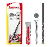 Fischer 537636 tacos con tornillo y 1 Broca Taladro fixtainer, Gris/Rojo, 6 x 30 mm, juego de 8 piezas