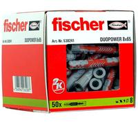Fischer Taco de nylon 538241 8x65 Gris y rojo Caja 50 tacos
