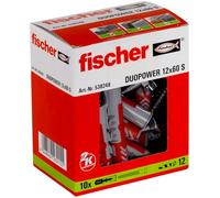 fischer 538248 DuoPower - Enchufe de pared, gris/rojo, Mit Schraube