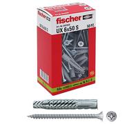 Fischer 542455 tacos con tornillo UX, Gris, 6 x 50 mm, juego de 50 piezas