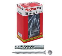 Fischer 542457 tacos con tornillo UX, Gris, 10 x 60 mm, juego de 20 unidades)