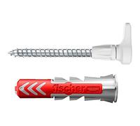 fischer 564168 - Juego de 25 tornillos angulares de gancho y tacos DuoPower de 6 x 30, tornillos de aglomerado con ganchos, ganchos de tornillo flexibles para montaje en numerosos materiales de