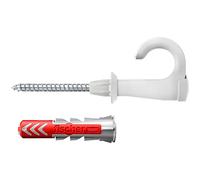 fischer 564170 - Juego de 25 tornillos redondos de gancho y tacos DuoPower de 6 x 30, tornillos de aglomerado con ganchos, ganchos de tornillo flexibles para montaje en numerosos materiales de