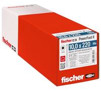 fischer 566345 WTP 10,0 x 220, potente cabeza de placa, alojamiento de estrella interior y rosca parcial, para construcción de madera constructiva, 50 unidades PowerFast II, tornillos para madera,