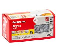 fischer 568004 Taco para Pared, Gris, 4x 20