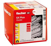 Fischer Taco de expansión SX Plus 10x50 – Anclajes nylon para hormigón y ladrillo – Caja 50