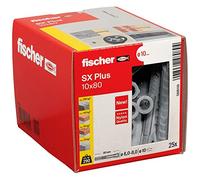Fischer 568110 Taco de expansión SX Plus 10 x 80 – Nylon, para hormigón y ladrillo – Caja 25 uds