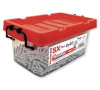 fischer 568733 - BigBox Tacos pared para hormigón SX Plus 8x40 para fijar lámparas, cuadros, aires acondicionados | Big Box 750 Unidades + 4 Brocas de diámetro 8