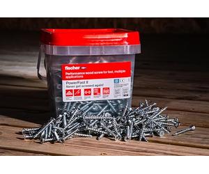 fischer 576971 FPF Power-Fast II - Tornillos para madera aglomerada (4,0 x 50 mm, cabeza avellanada con Phillips, totalmente roscado, pasivado azul, caja de 800 unidades)