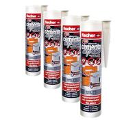 fischer - Cemento Express 310ml Gris Oscuro | Relleno de Reparación de Juntas | Uso Interior y Exterior | Aplicación Fácil con Pistola de Silicona | Resistente a la Lluvia (310 ml) (Paquete de 4)