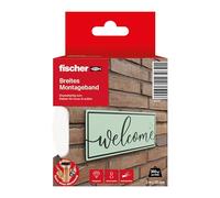 fischer Cinta de montaje ancha, 3 m x 38 mm, cinta adhesiva de doble cara y fuerte, para colgar sin taladrar con una distribución óptima de la carga, para espejos, imágenes, decoración, ganchos, etc.,