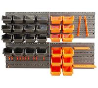 Fischer Darex - Kit de 4 paneles de pared y accesorios de almacenamiento - Kit de 4 paneles perforados de plástico 540 x 950 mm