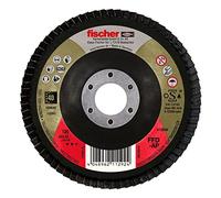 fischer Disco de lijado de láminas de circonio, para uso en acero y acero inoxidable, 125 mm, diámetro de orificio 22,23 mm, grano 80, juego de 10 unidades