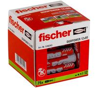 Fischer Tacos de anclaje Duo Power 538243 Gris y rojo 12 x 60 Caja 25 tacos